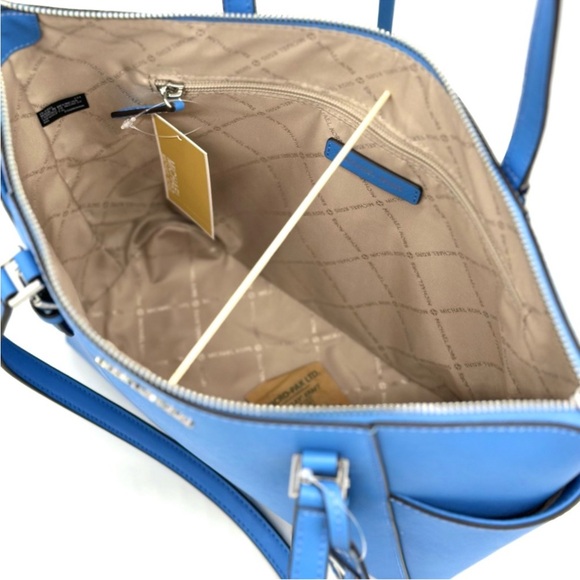 Michael Kors Large Charlotte Tote Bag Blue/Silver - Picture 9 of 11